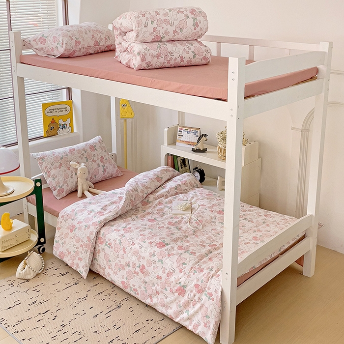 海岛哥哥 2025新款云朵水洗棉学生床宿舍上下铺三件套 乖粉熊