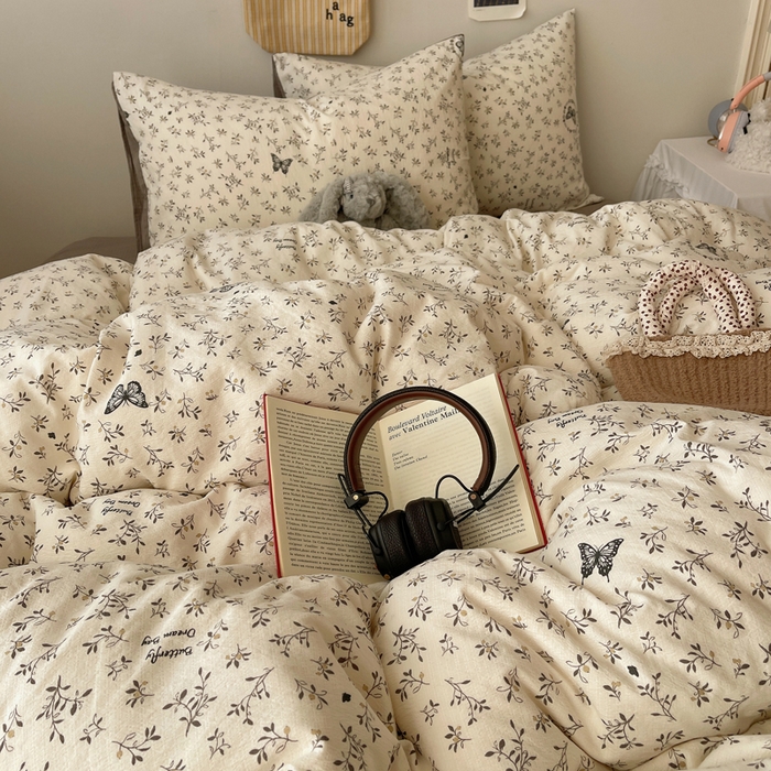 初念 2025新款1云感双层纱印花四件套（含买家秀） 困蝶