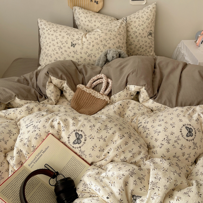 91家纺网 家纺一手货源 找家纺 初念 2025新款1云感双层纱印花四件套（含买家秀） 困蝶