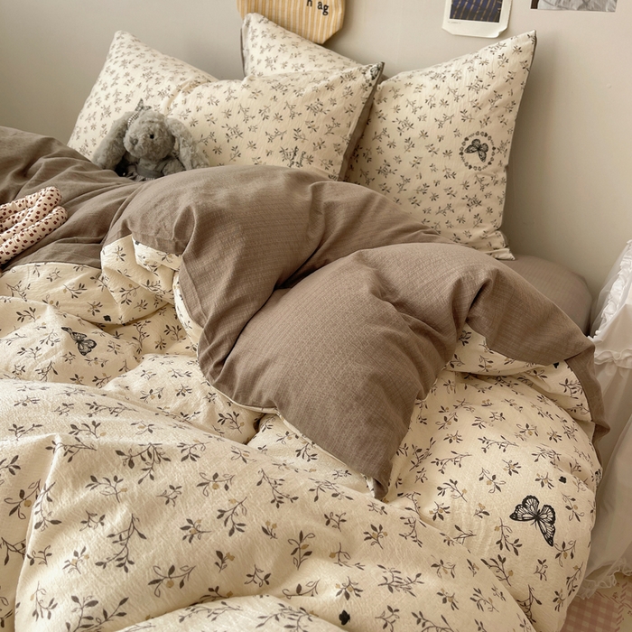 91家纺网 家纺一手货源 找家纺 初念 2025新款1云感双层纱印花四件套（含买家秀） 困蝶