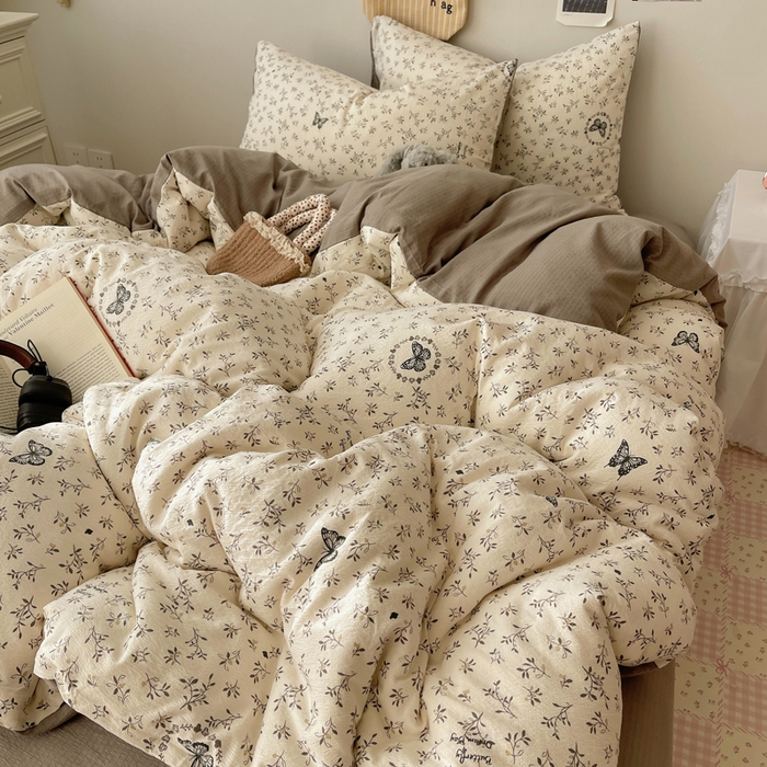 91家纺网 家纺一手货源 找家纺 初念 2025新款1云感双层纱印花四件套（含买家秀） 困蝶