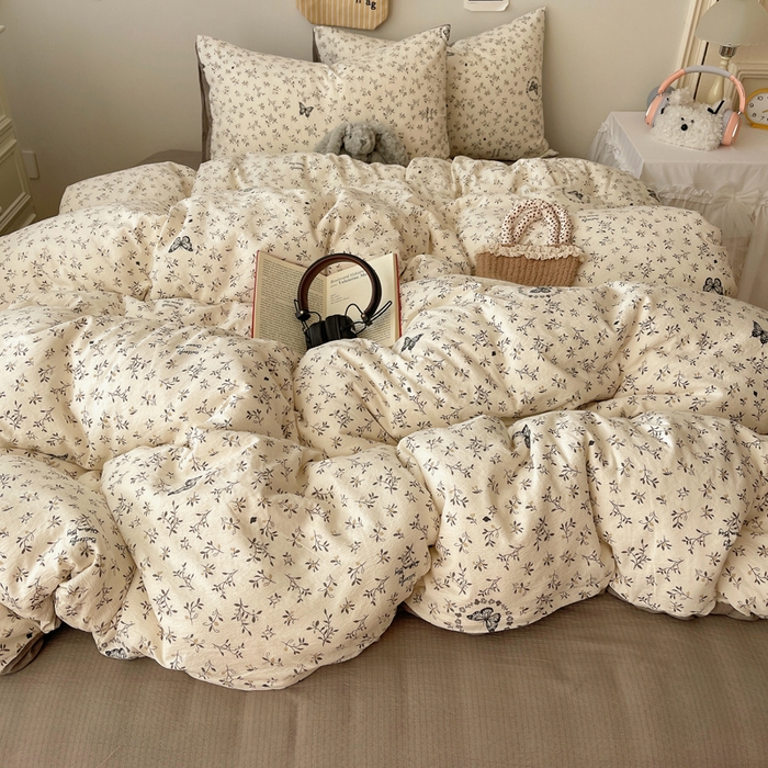 91家纺网 家纺一手货源 找家纺 初念 2025新款1云感双层纱印花四件套（含买家秀） 困蝶