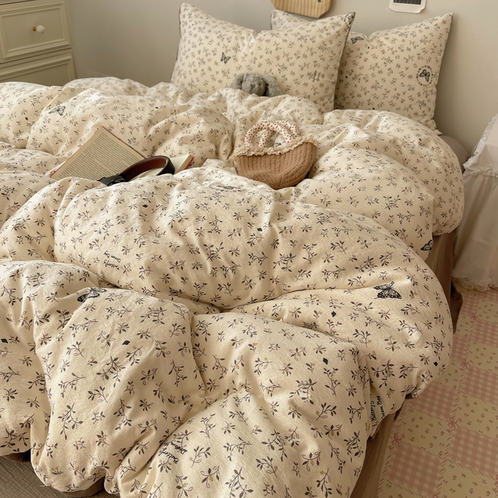 91家纺网 家纺一手货源 找家纺 初念 2025新款1云感双层纱印花四件套（含买家秀） 困蝶