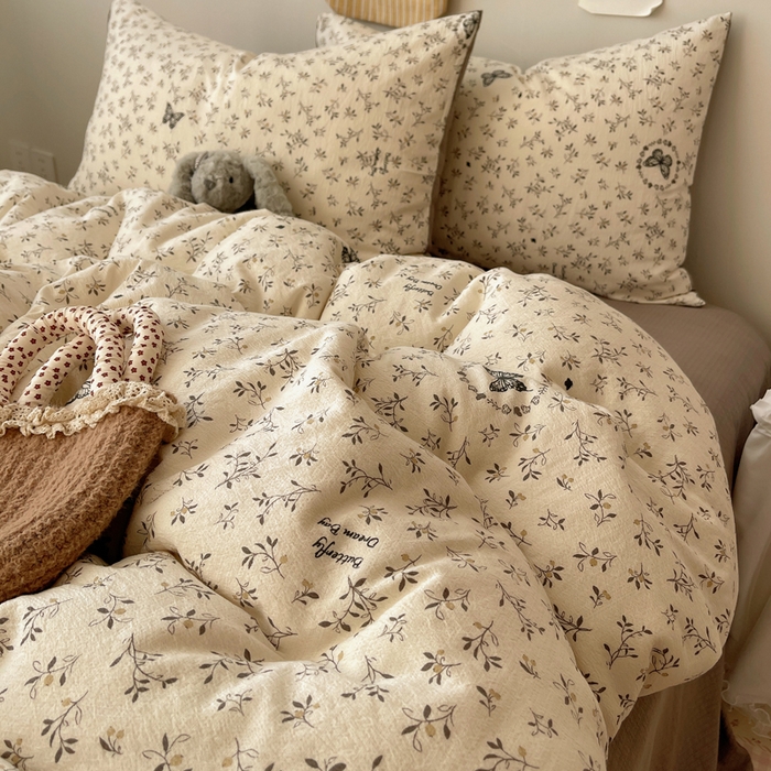 91家纺网 家纺一手货源 找家纺 初念 2025新款1云感双层纱印花四件套（含买家秀） 困蝶