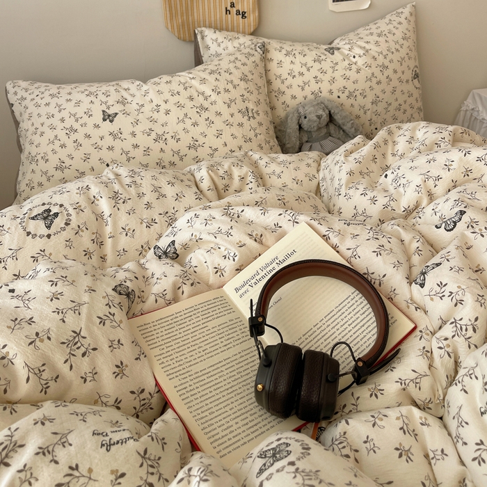 91家纺网 家纺一手货源 找家纺 初念 2025新款1云感双层纱印花四件套（含买家秀） 困蝶