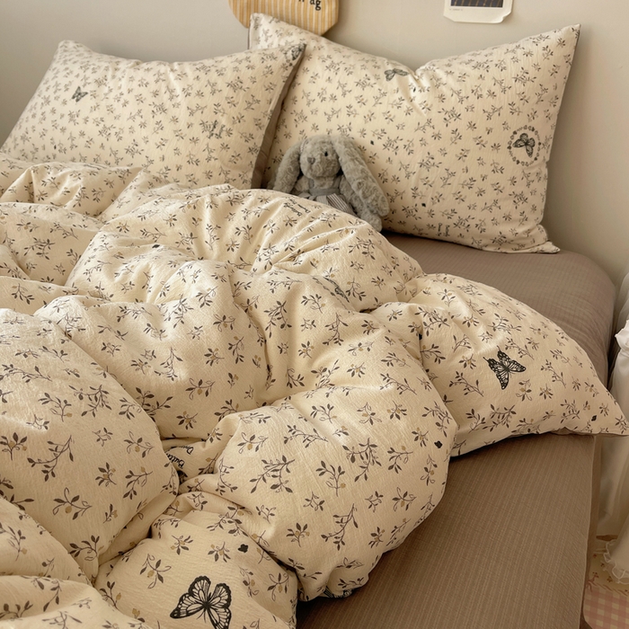 91家纺网 家纺一手货源 找家纺 初念 2025新款1云感双层纱印花四件套（含买家秀） 困蝶