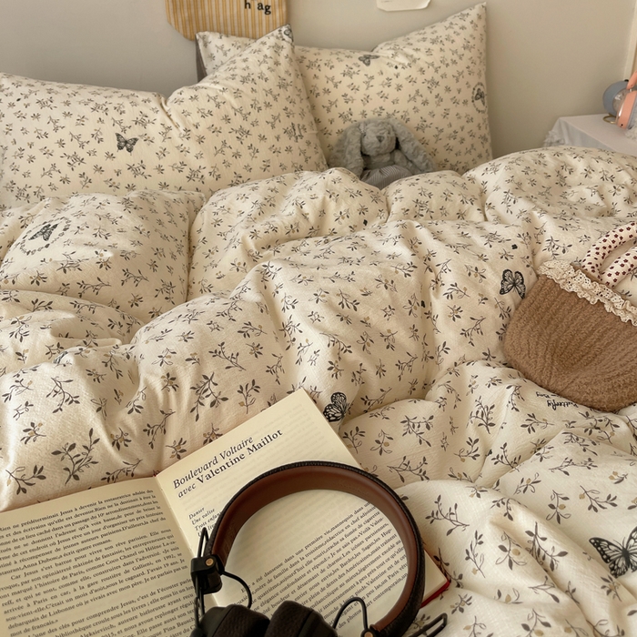 91家纺网 家纺一手货源 找家纺 初念 2025新款1云感双层纱印花四件套（含买家秀） 困蝶