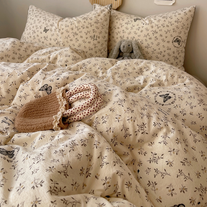 91家纺网 家纺一手货源 找家纺 初念 2025新款1云感双层纱印花四件套（含买家秀） 困蝶