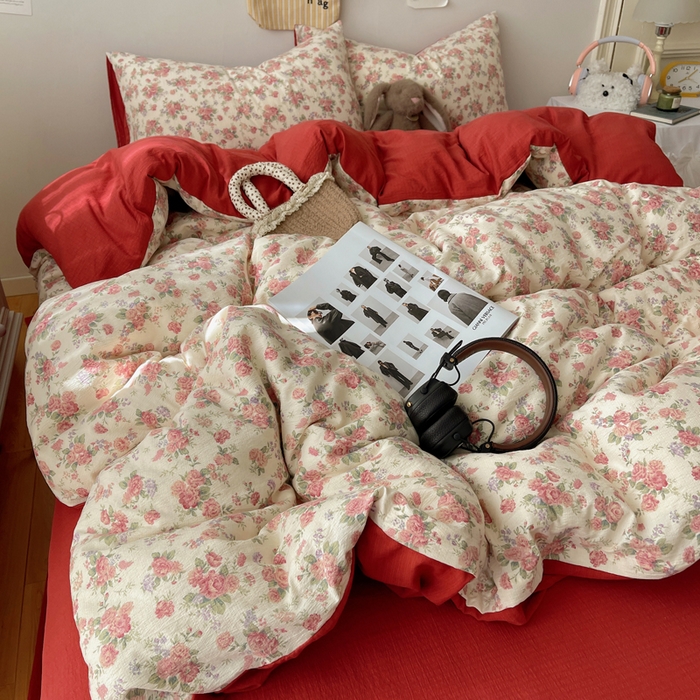 91家纺网 家纺一手货源 找家纺 初念 2025新款1云感双层纱印花四件套（含买家秀） 星眠云野