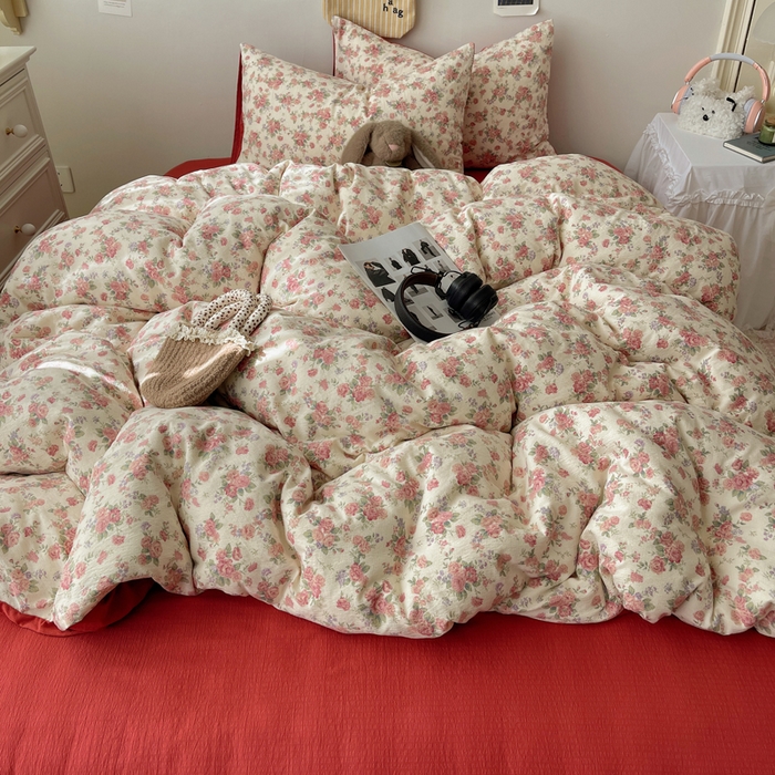 91家纺网 家纺一手货源 找家纺 初念 2025新款1云感双层纱印花四件套（含买家秀） 星眠云野