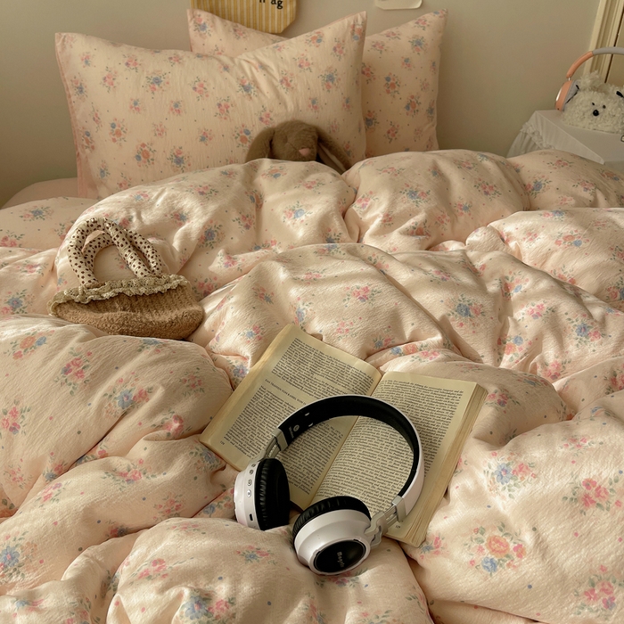 91家纺网 家纺一手货源 找家纺 初念 2025新款1云感双层纱印花四件套（含买家秀） 芊芊花海