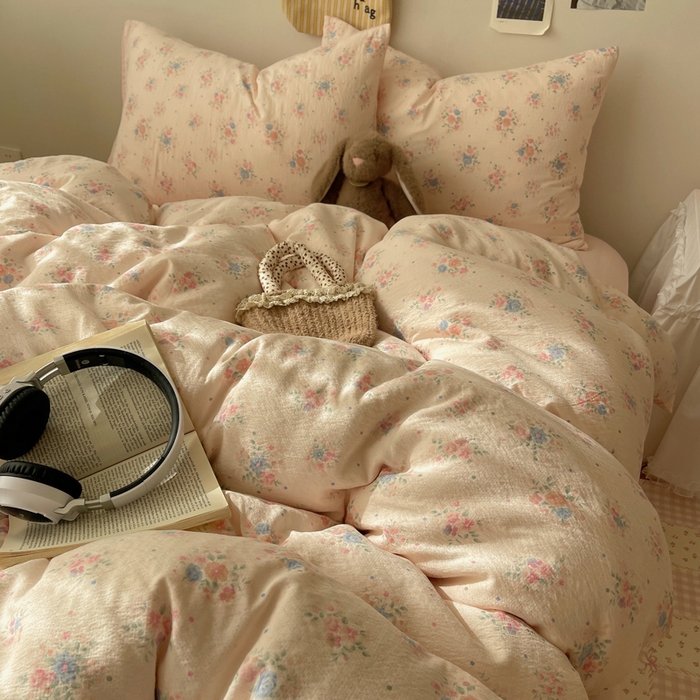 91家纺网 家纺一手货源 找家纺 初念 2025新款1云感双层纱印花四件套（含买家秀） 芊芊花海