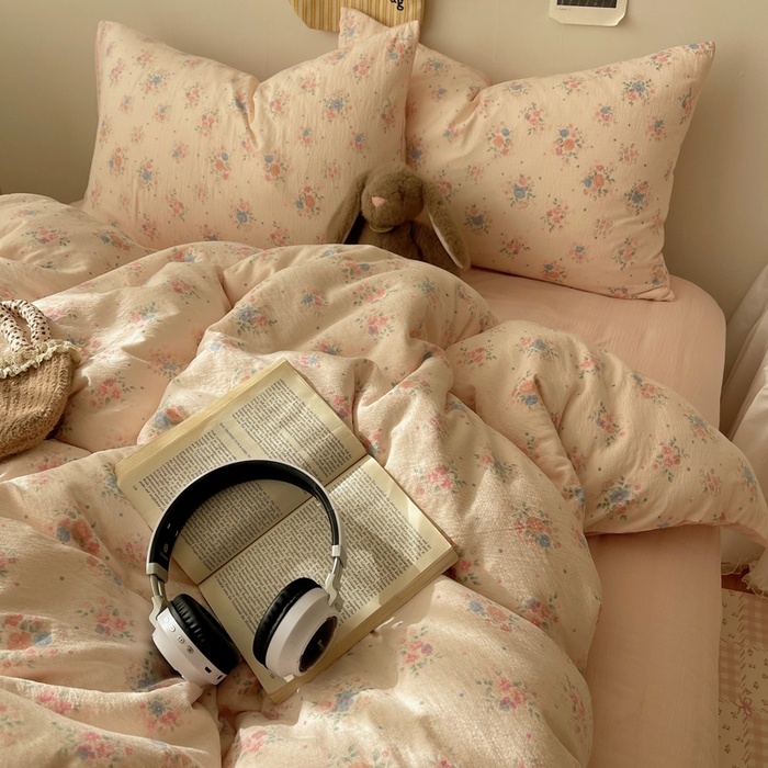 91家纺网 家纺一手货源 找家纺 初念 2025新款1云感双层纱印花四件套（含买家秀） 芊芊花海