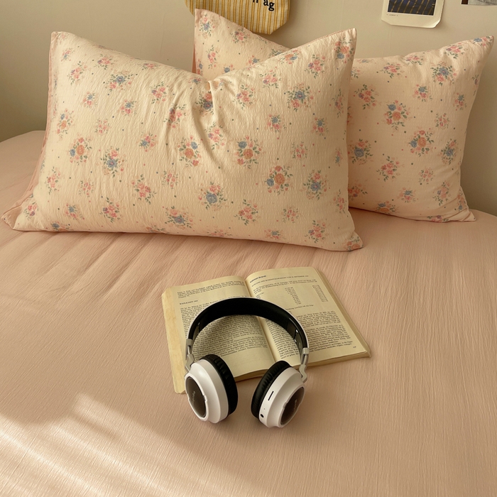 91家纺网 家纺一手货源 找家纺 初念 2025新款1云感双层纱印花四件套（含买家秀） 芊芊花海