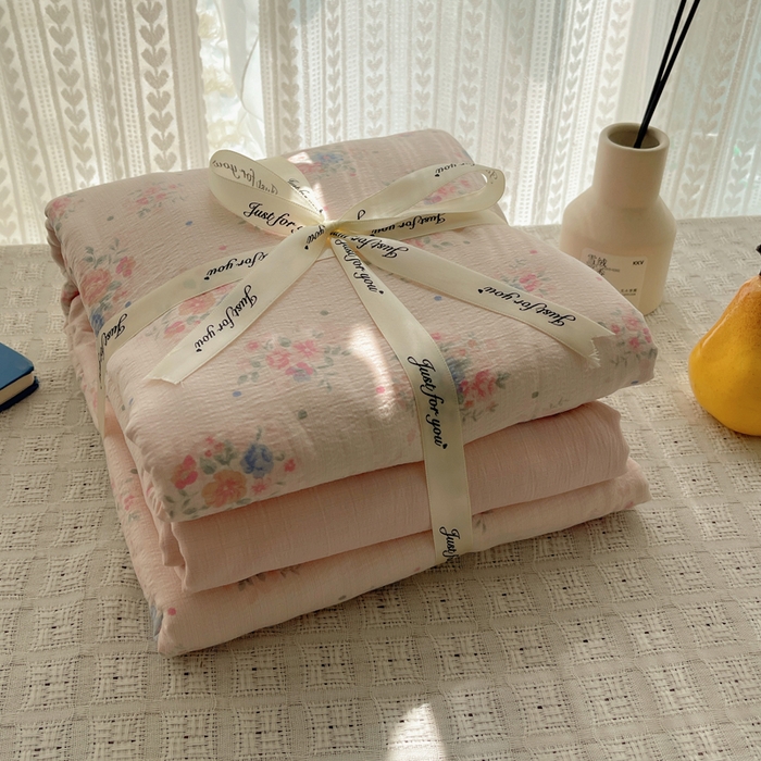 91家纺网 家纺一手货源 找家纺 初念 2025新款1云感双层纱印花四件套（含买家秀） 芊芊花海