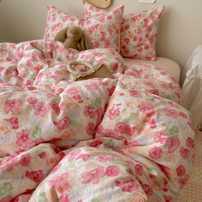 初念 2025新款1云感双层纱印花四件套（含买家秀） 半夏桃花