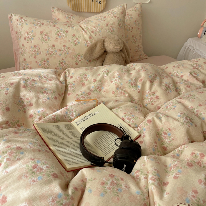 91家纺网 家纺一手货源 找家纺 初念 2025新款1云感双层纱印花四件套（含买家秀） 序曲-粉