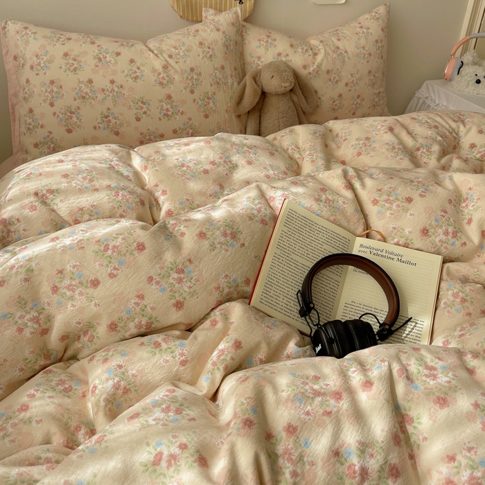 91家纺网 家纺一手货源 找家纺 初念 2025新款1云感双层纱印花四件套（含买家秀） 序曲-粉