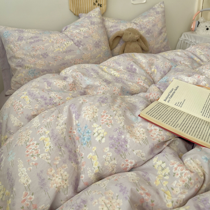 91家纺网 家纺一手货源 找家纺 初念 2025新款1云感双层纱印花四件套（含买家秀） 薰衣草