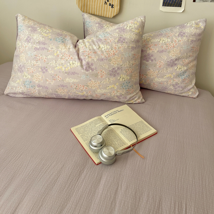 91家纺网 家纺一手货源 找家纺 初念 2025新款1云感双层纱印花四件套（含买家秀） 薰衣草