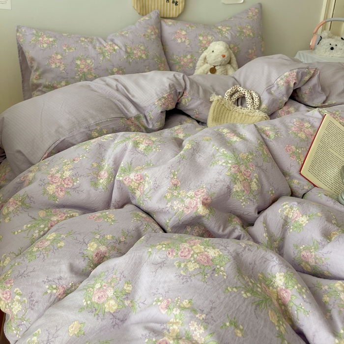 91家纺网 家纺一手货源 找家纺 初念 2025新款1云感双层纱印花四件套（含买家秀） 凝夜