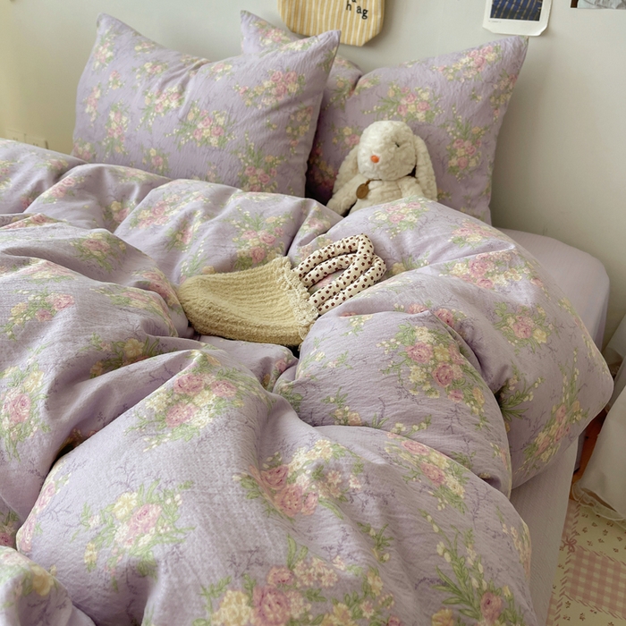 91家纺网 家纺一手货源 找家纺 初念 2025新款1云感双层纱印花四件套（含买家秀） 凝夜