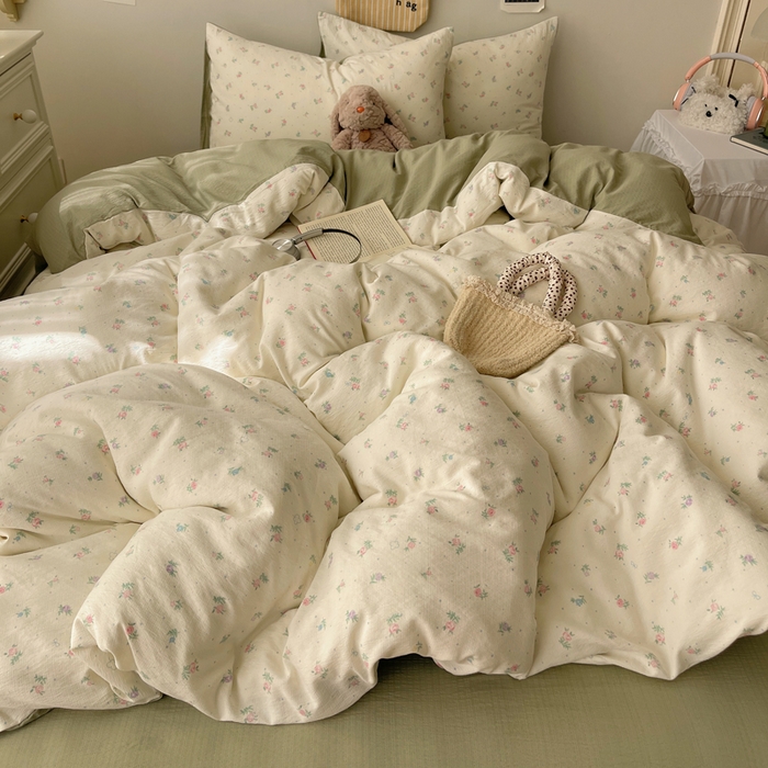 91家纺网 家纺一手货源 找家纺 初念 2025新款1云感双层纱印花四件套（含买家秀） 初恋