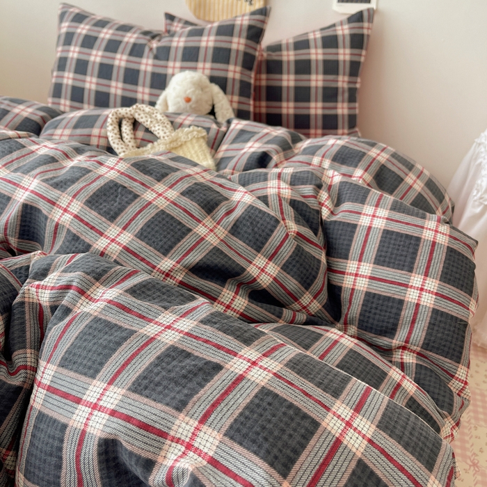 91家纺网 家纺一手货源 找家纺 初念 2025新款1云感双层纱印花四件套（含买家秀） 幻夜