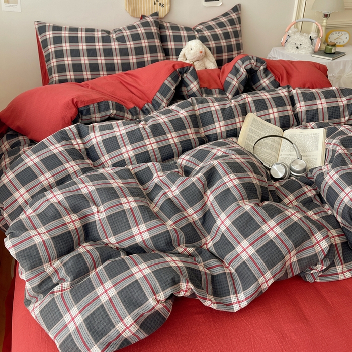 91家纺网 家纺一手货源 找家纺 初念 2025新款1云感双层纱印花四件套（含买家秀） 幻夜