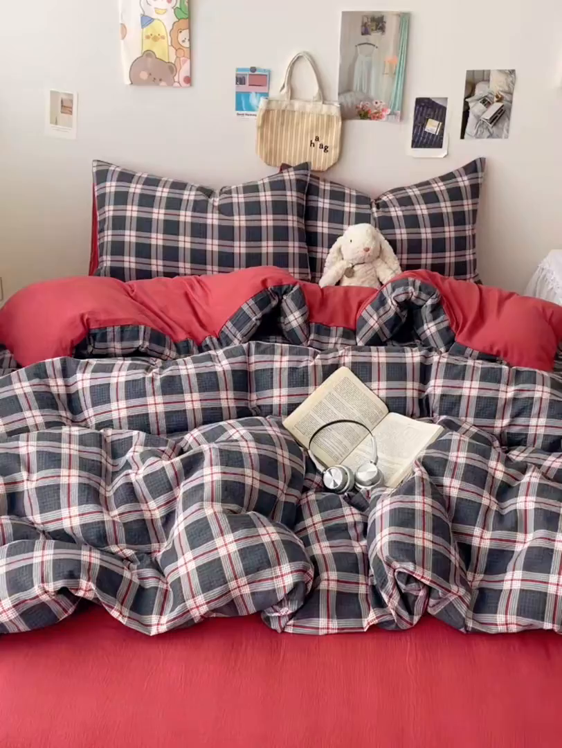 91家纺网 家纺一手货源 找家纺 初念 2025新款1云感双层纱印花四件套（含买家秀） 幻夜