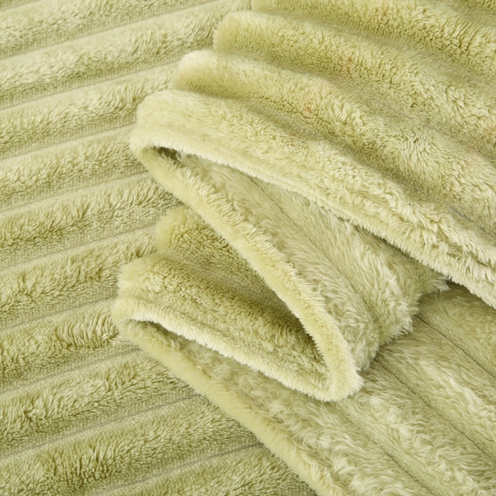 91家纺网 家纺一手货源 找家纺 缦纱 2025新款跨境电商仿兔毛4cm抽条毛毯牛奶绒毛毯加厚午睡毯 苹果绿