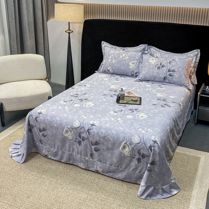 91家纺网 家纺一手货源 找家纺 昊翔 2025下半年新款全棉纯棉加厚磨毛四件套 兰黛之韵-灰