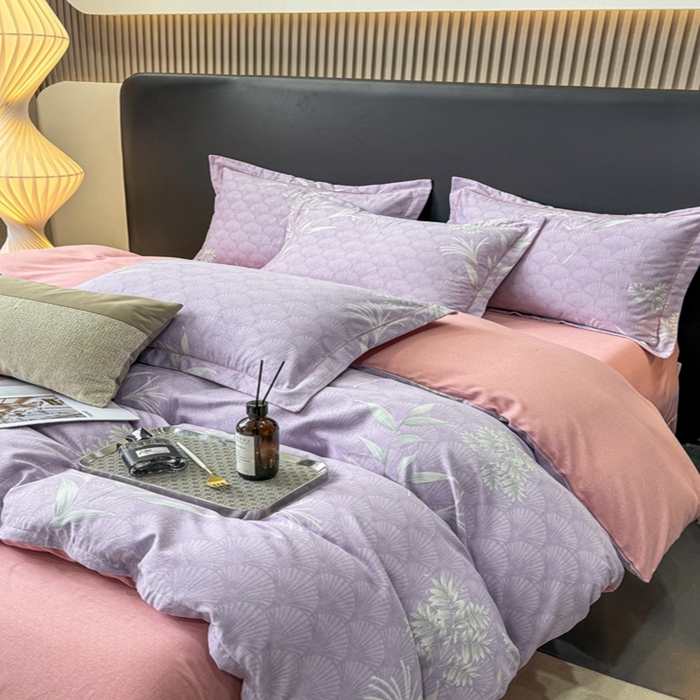 91家纺网 家纺一手货源 找家纺 昊翔 2025下半年新款全棉纯棉加厚磨毛四件套 凉凤有信-紫