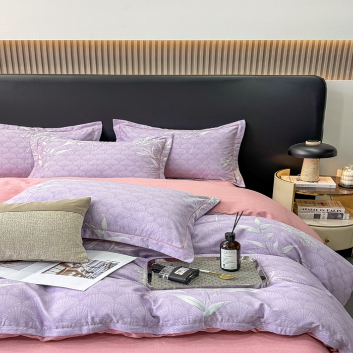 91家纺网 家纺一手货源 找家纺 昊翔 2025下半年新款全棉纯棉加厚磨毛四件套 凉凤有信-紫