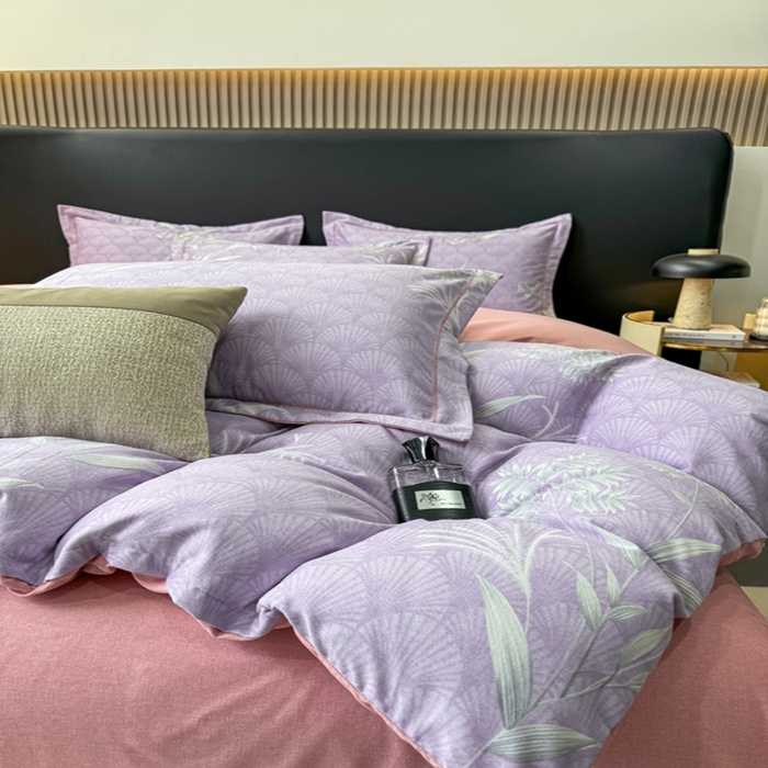 91家纺网 家纺一手货源 找家纺 昊翔 2025下半年新款全棉纯棉加厚磨毛四件套 凉凤有信-紫