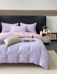 91家纺网 家纺一手货源 找家纺 昊翔 2025下半年新款全棉纯棉加厚磨毛四件套 凉凤有信-紫