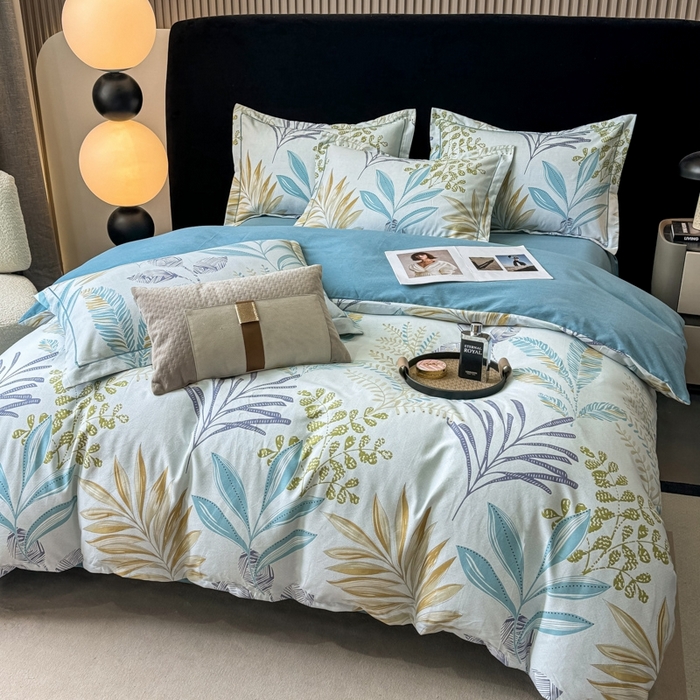 91家纺网 家纺一手货源 找家纺 （总）昊翔 2025下半年新款全棉纯棉加厚磨毛四件套 绿野仙踪-蓝