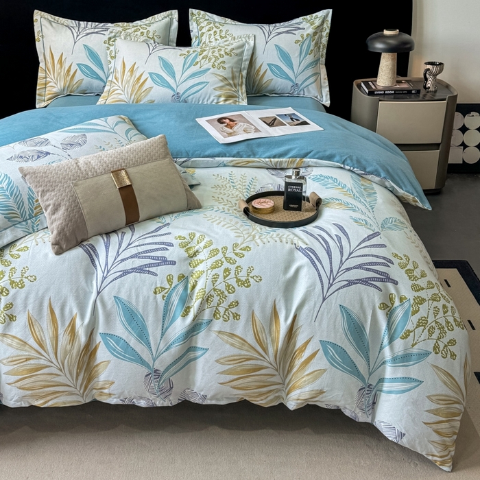 91家纺网 家纺一手货源 找家纺 （总）昊翔 2025下半年新款全棉纯棉加厚磨毛四件套 绿野仙踪-蓝