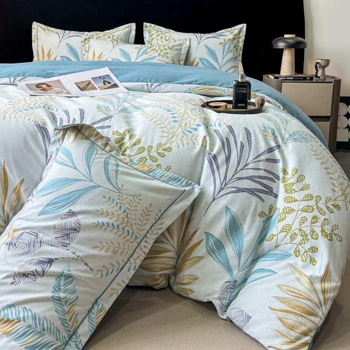 91家纺网 家纺一手货源 找家纺 （总）昊翔 2025下半年新款全棉纯棉加厚磨毛四件套 绿野仙踪-蓝