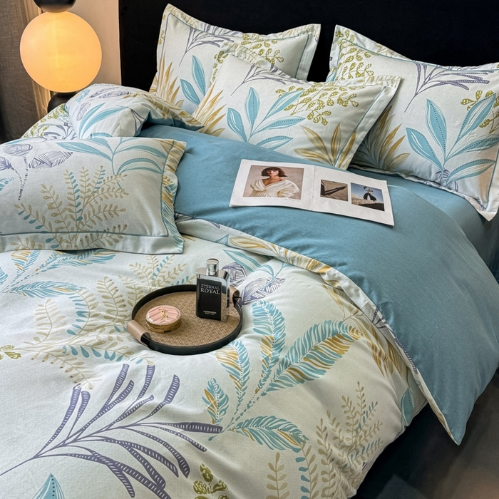 91家纺网 家纺一手货源 找家纺 （总）昊翔 2025下半年新款全棉纯棉加厚磨毛四件套 绿野仙踪-蓝