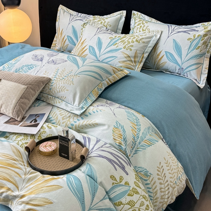 91家纺网 家纺一手货源 找家纺 （总）昊翔 2025下半年新款全棉纯棉加厚磨毛四件套 绿野仙踪-蓝