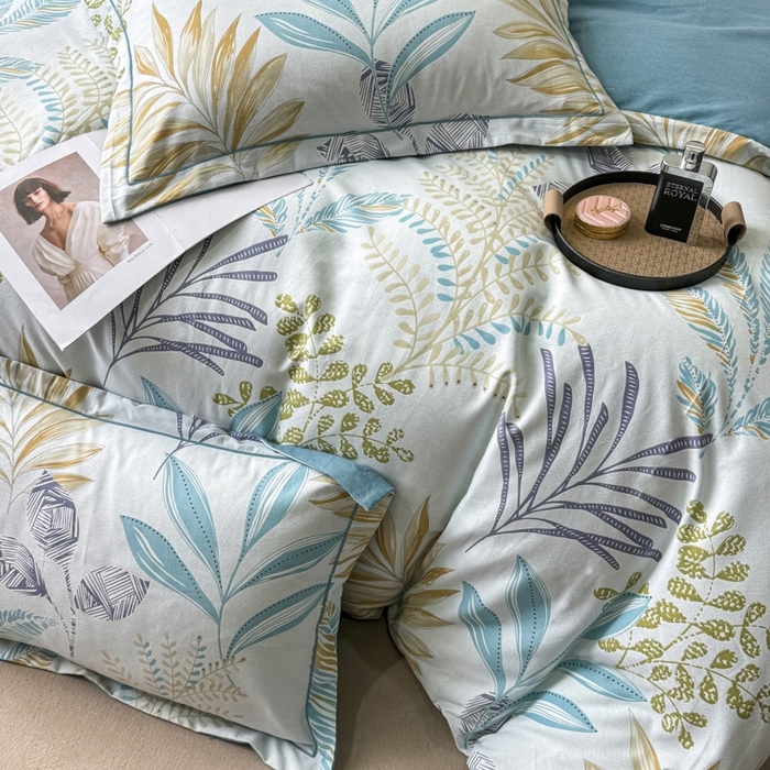 91家纺网 家纺一手货源 找家纺 （总）昊翔 2025下半年新款全棉纯棉加厚磨毛四件套 绿野仙踪-蓝