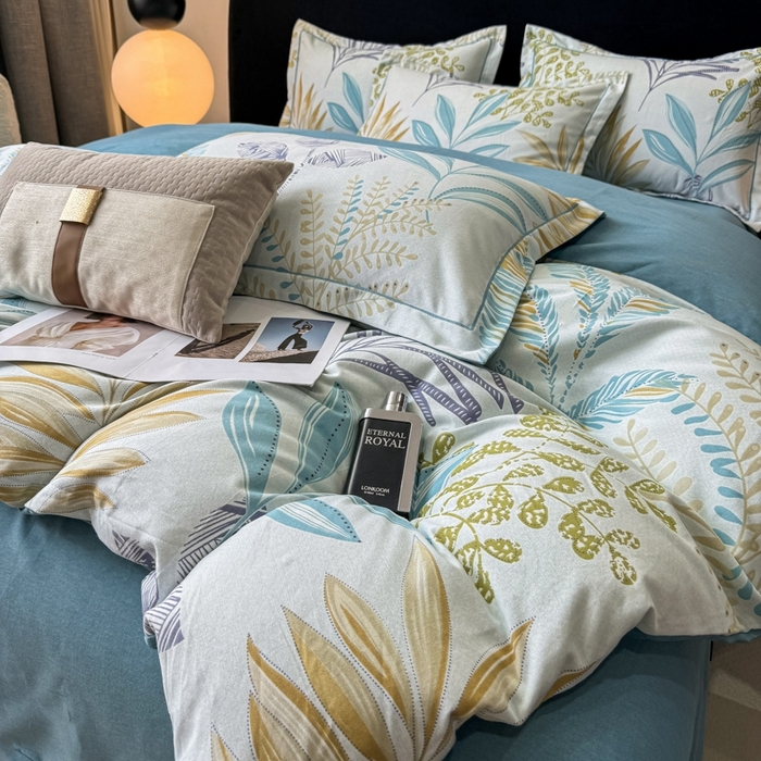 91家纺网 家纺一手货源 找家纺 （总）昊翔 2025下半年新款全棉纯棉加厚磨毛四件套 绿野仙踪-蓝