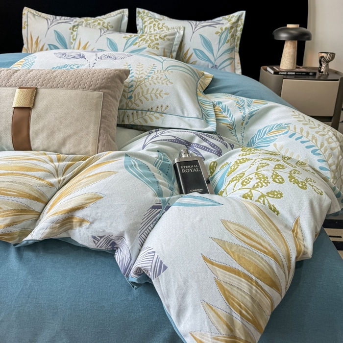 91家纺网 家纺一手货源 找家纺 （总）昊翔 2025下半年新款全棉纯棉加厚磨毛四件套 绿野仙踪-蓝