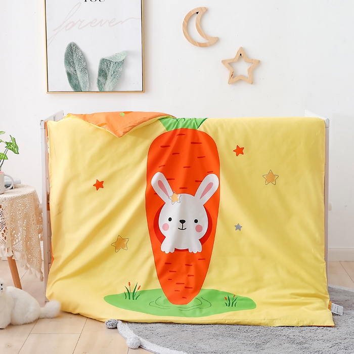 91家纺网 家纺一手货源 找家纺 2025新品全棉大版幼儿园三件套儿童被褥六件套宝宝午睡入园婴儿床床上用品 萝卜小兔