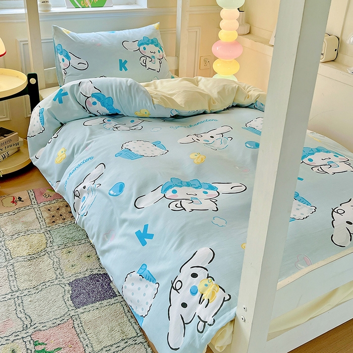 91家纺网 家纺一手货源 找家纺 海岛哥哥 2025新款A类云朵水洗棉三丽鸥正版授权四件套-学生床 三丽鸥-泡泡玉桂狗