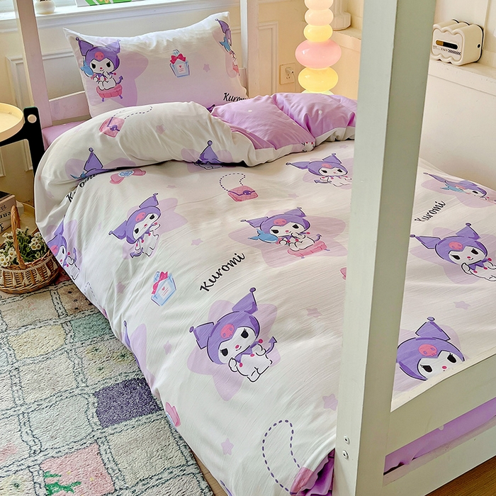 91家纺网 家纺一手货源 找家纺 海岛哥哥 2025新款A类云朵水洗棉三丽鸥正版授权四件套-学生床 三丽鸥-五星库洛米