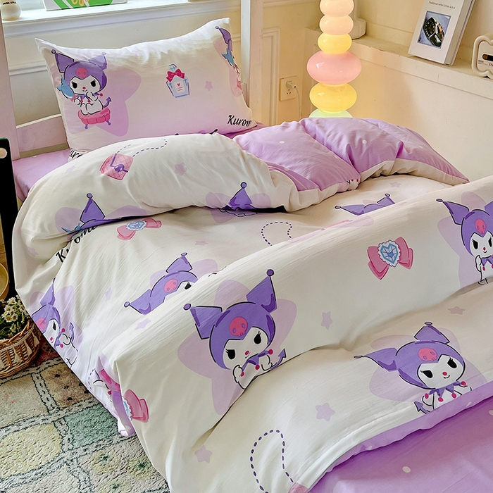 91家纺网 家纺一手货源 找家纺 海岛哥哥 2025新款A类云朵水洗棉三丽鸥正版授权四件套-学生床 三丽鸥-五星库洛米