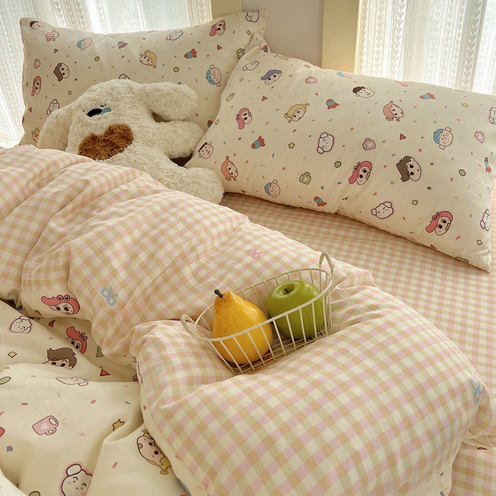 91家纺网 家纺一手货源 找家纺 瑞莱 2025新款开学季全棉纯棉萌趣印花四件套 糖果幼儿园