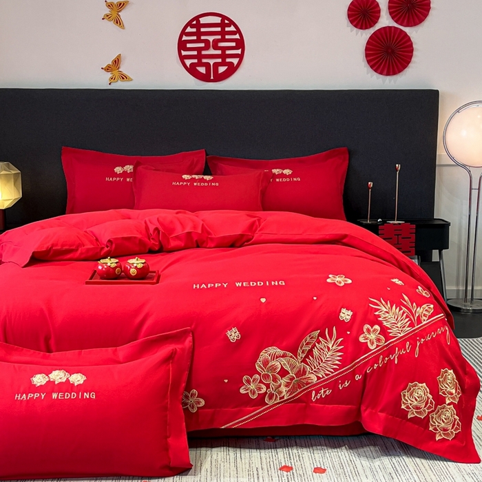 91家纺网 家纺一手货源 找家纺 （总）青柚 2025新款高端婚庆刺绣四件套（标准不低于158加大不低于168以此类推，低价必投不撤销）